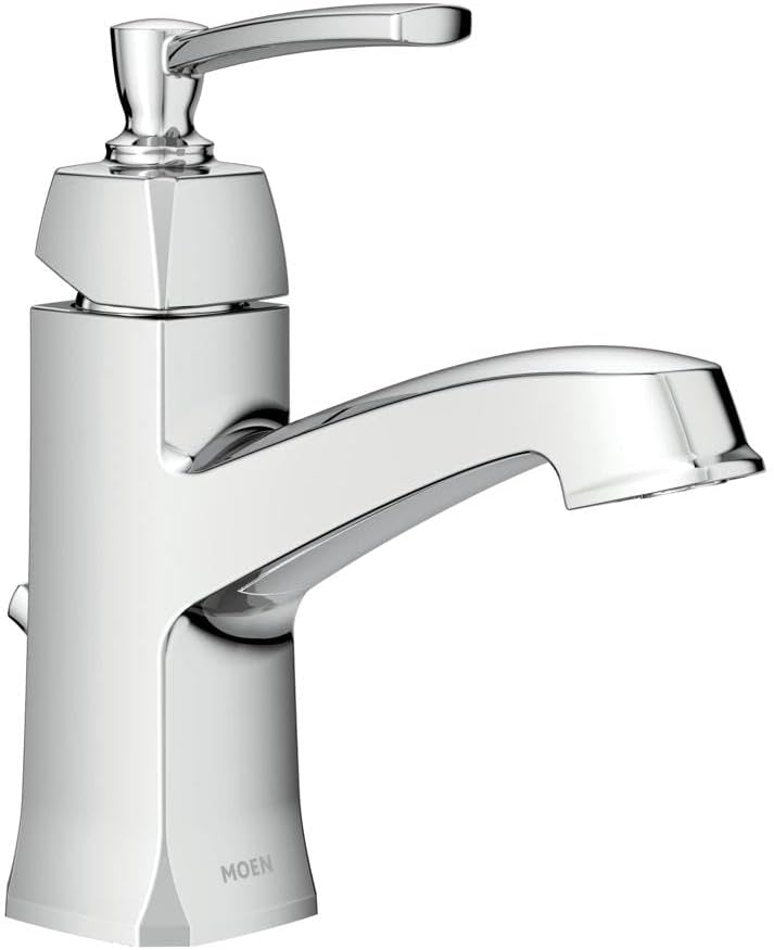 Moen Conway Chrome One-Handle Single Hole or Centerset Bathroom Faucet with Drain Assembly, WS84923