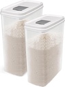 2 Pack Seal-Lock Rice Container 10 Lbs - Airtight Plastic Dry Food Storage Container for 7 Lbs Flour, Cereal, Pasta, Grain - 5 Lbs Pet Dog Cat Bird Food Storage Container - Slim Rice Dispenser
