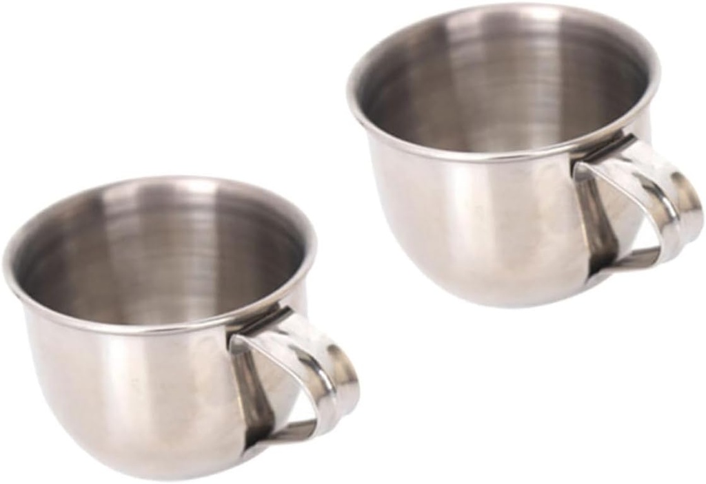 2pcs Stainless Steel Water Cups with Scald Handle Rustproof Small Tea Mugs for Plum Wine and Sake Compact Resistant Drinkware for Home and Gifts