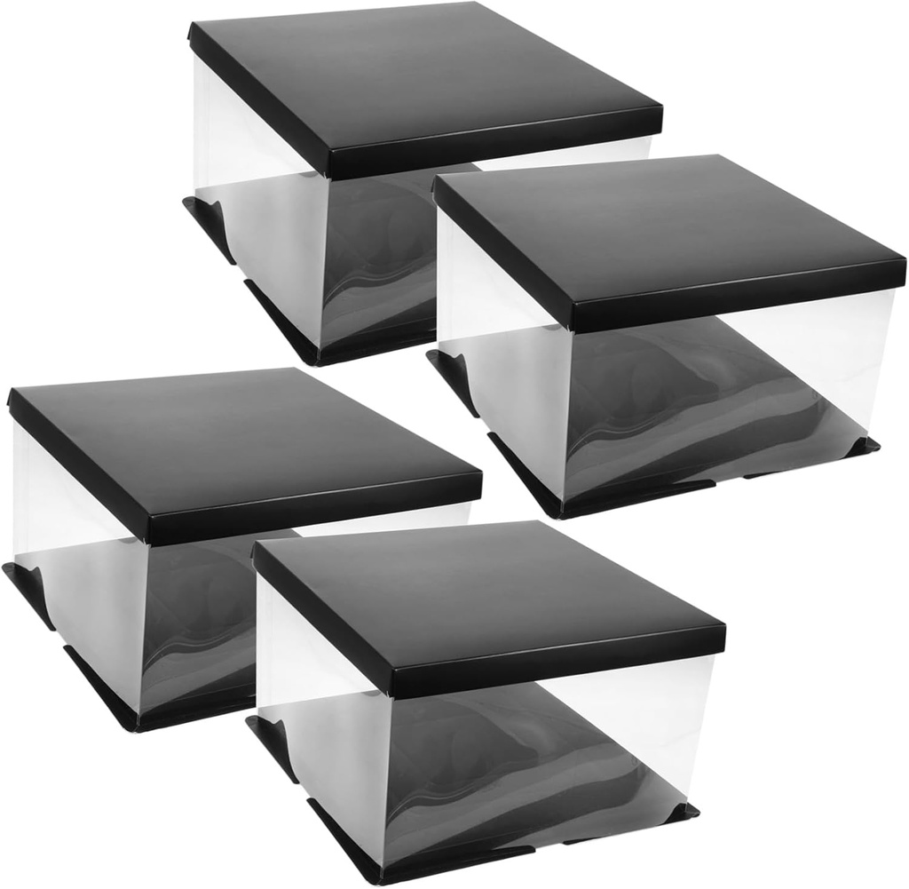 4pcs Cake Box Transparent Bakery Cake Carrier for Birthday and Party Use Stable Food-safe Material for Shops Bakeries and Home Display