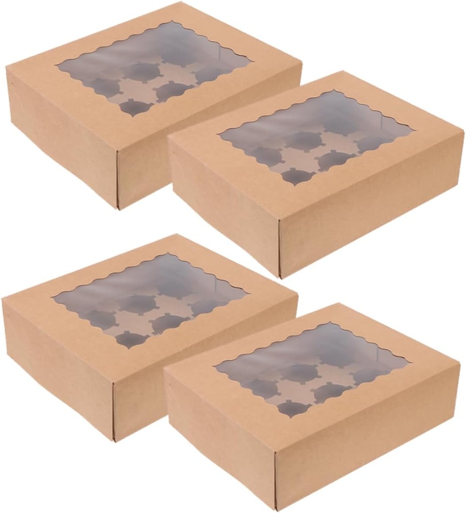 Amosfun 4pcs Cupcake Boxes Inner Inserts Portable Bakery Carrier Elegant Bakery Supplies for Parties Food-grade Containers for