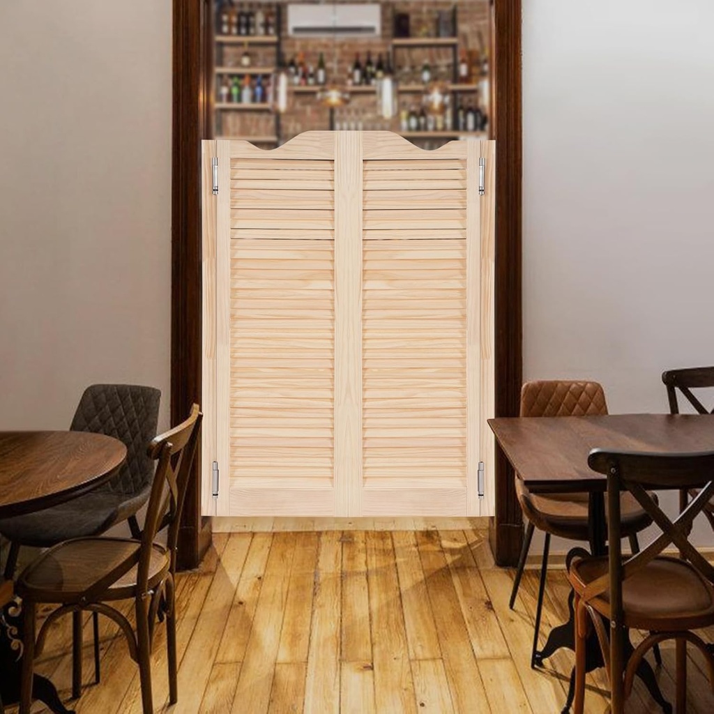 Cafe Doors Swinging Door,Solid Wood Swing Door,Cafe Saloon Doors with Metal Hinges,Cowboy Swinging Door for Stairs Bathroom Bedroom (107 * 81cm)