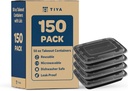 TIYA Food Containers - 58 oz Bulk 150 Pack with Lids - Rectangular Plastic To-Go Containers - Reusable, Microwavable, Dishwasher Safe - Leak-Proof for Meal Prep - BPA-Free