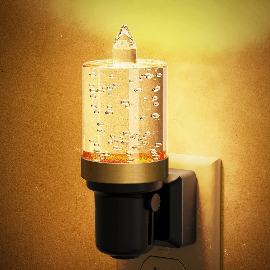 JandCase LED Night Light, Candle Night Lights Plug into Wall Amber, Auto On/Off Light Sensor Nightlight, 0-100LM Brightness Dimmbale Nightlight, for Bathroom Hallway Bedroom Kids Room