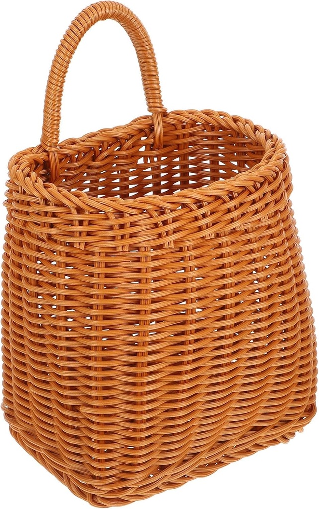 DOITOOL Imitation Rattan Flower Basket Willow Hand Woven Wall Basket Organizer Wicker Hanging Fruit Vegetable Basket Onion Basket Home Decoration