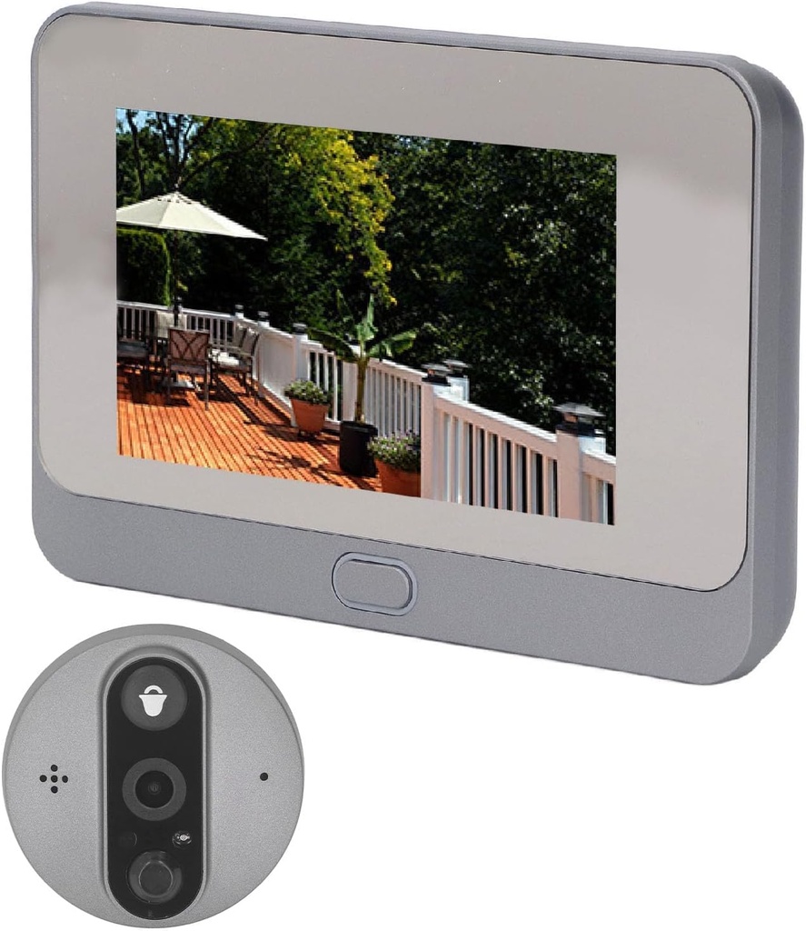 Peephole Camera, 5000mAh Build in Lithium Battery Video Doorbell 4.3in Screen, Smart Visual Intercom Doorbell Electronic Peephole Doorbell