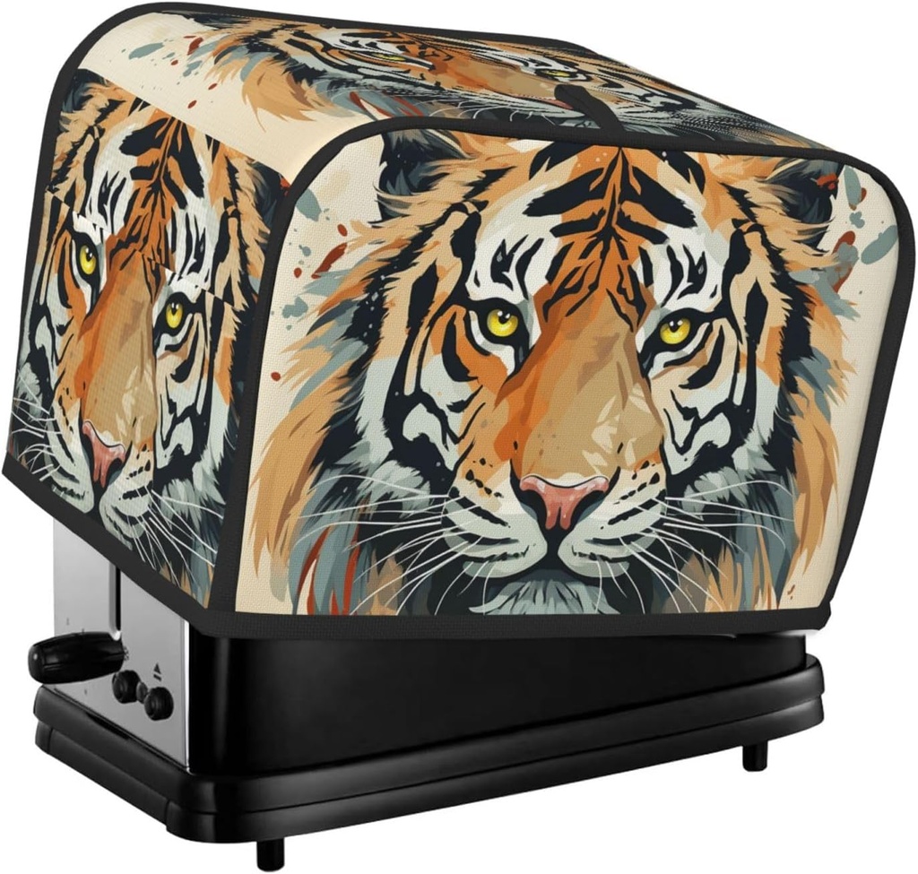 Year Of The Tiger Tiger Face 2 Slice Toaster Covers Bread Machine Cover Quilted Dustproof Fingerprint Protectors Small Washable Appliance Cover Bread Maker Dust Protection Universal Size