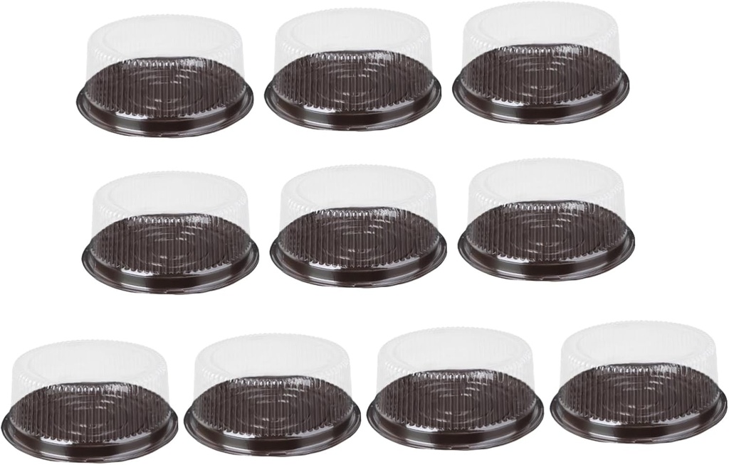 PRETYZOOM 10Pcs Transparent Plastic Cake Boxes with Dome Lid Reclosable Cupcake Holders for Party Desserts Pastries and Muffins Food Storage Cases