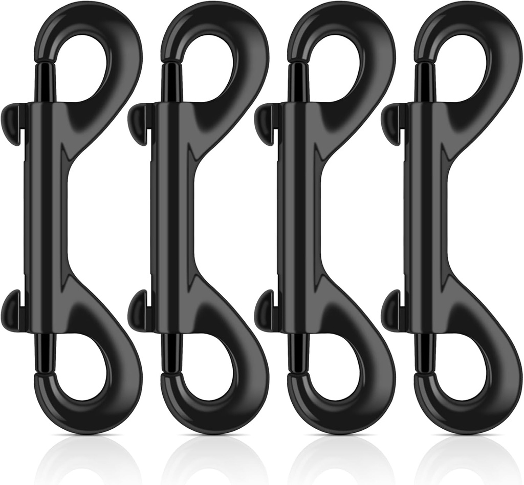 ERKOON 3.5 inch Double Ended snap Hooks,110lbs Metal Clips Load Capacity Zinc Alloy Double Sided Clips Heavy Duty Trigger Snap for Dogs Leashes/Water Bucket/Horse Feed/Hammocks Bolt snap (4 Pack)