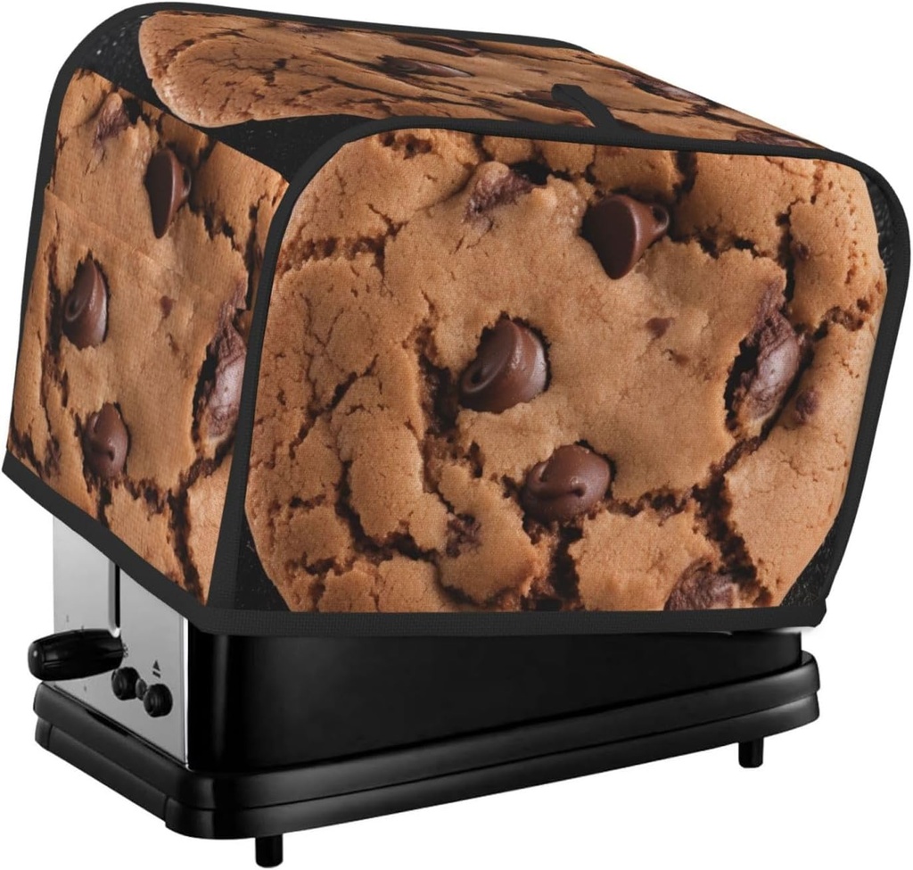 Chocolate Cookie 2 Slice Toaster Covers Dustproof Splash-Proof Bread Machine Cover Fingerprint Protectors Small Washable Kitchen Appliance Cover Universal Size