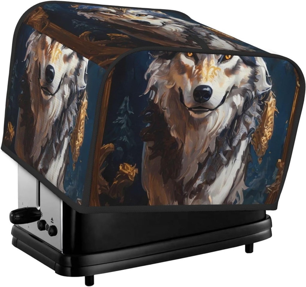 Oven Cover Kitchen Bread Machine Protector,4 Slice Toaster Cover For Home,Fingerprint Coaster Cover,Kitchen Small Appliance,Oil Painting Tribal Wolf