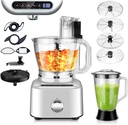 Homtone 16 Cup Food Processor, Large 11-in-1 Heavy Duty Food Processors and Blender Combo- 5 Preset Modes for Chopping,Shredding, Slicing, Kneading, Blending, Stepless Speed Control, 650W, Silver