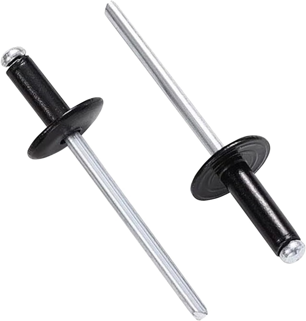 Maozaa 50 pcs 3/16" x 5/8" Large Flange Black Aluminum Blind Rivets, 4.8 x 16mm Pop Rivets, Blind Rivets for Metal