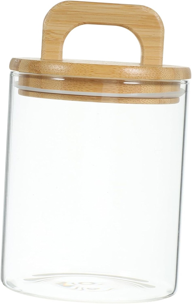 Cabilock Airtight Glass Container with Handle Lid Clear Glass Jar for Kitchen Coffee Bean Storage for Food and Pantry Organization