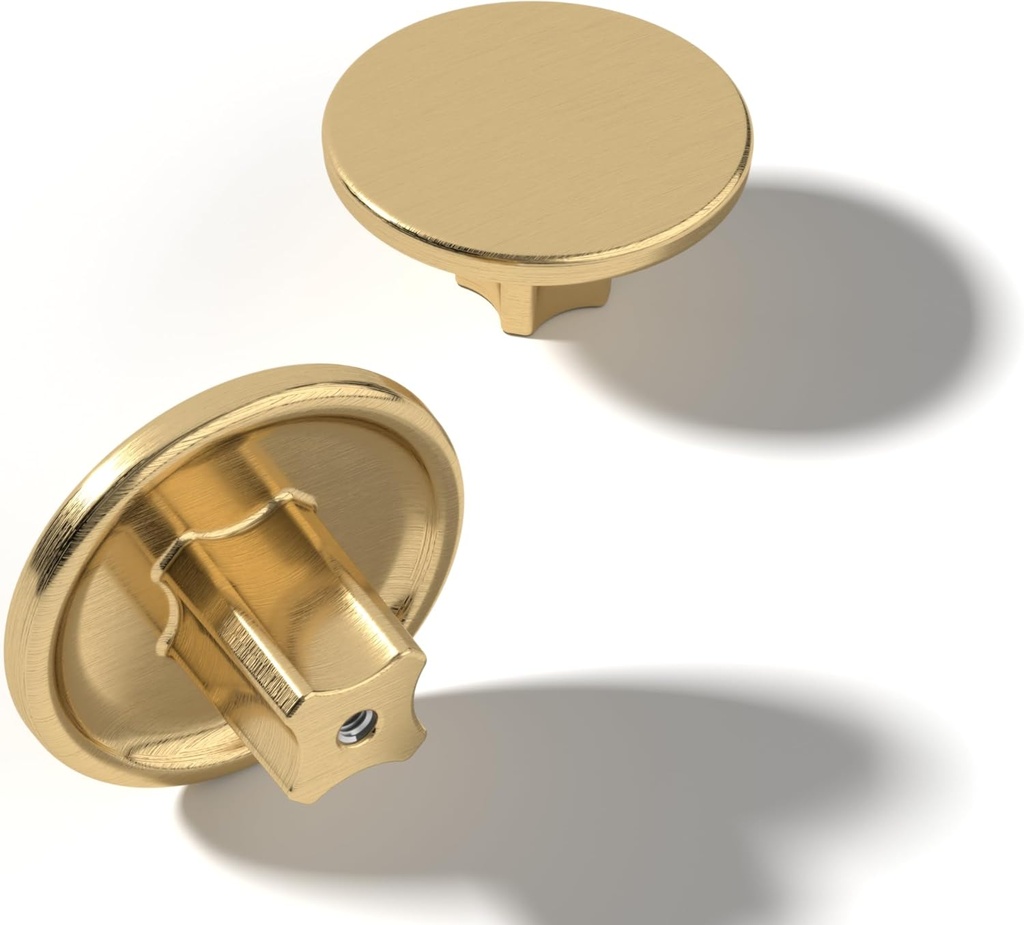 | 10 Pack Brushed Satin Gold 1.6 Inch Diameter | Solid Metal Cabinet Pulls Bathroom Home Decor Drawer Knobs | Stainless Metal Kitchen Cabinet Handles | Grappa Collection