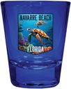 R and R Imports Navarre Beach Florida Underwater Turtle Design Souvenir Full Color 2oz Shot Glass Blue 4-Pack