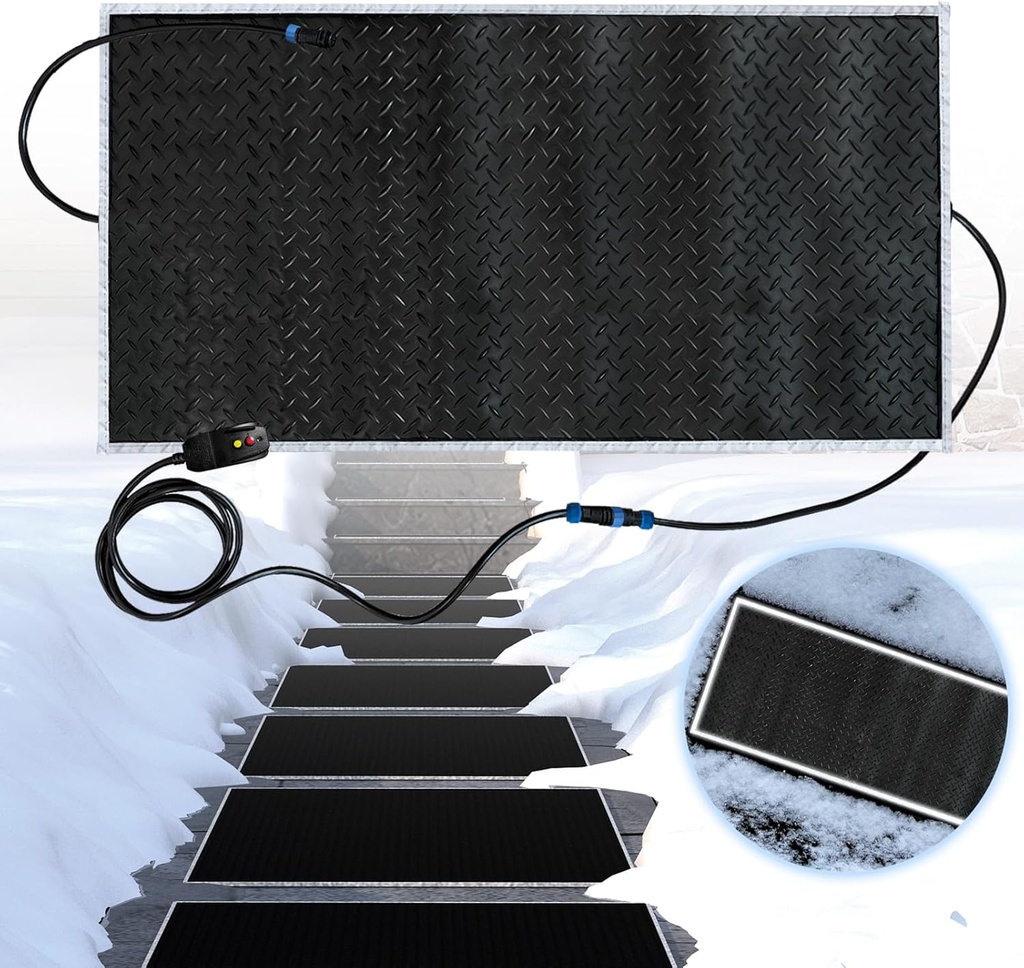 Snow Melting Mats,Heated Driveway Mats,Snow Melting Mats Outdoor,Non-Slip Heated Outdoor Mat 30x48in,Ice Melting Mats, Heat Mats for Snow ,Heated Sidewalk Mats for Ice and Snow with 10 Ft Cord.