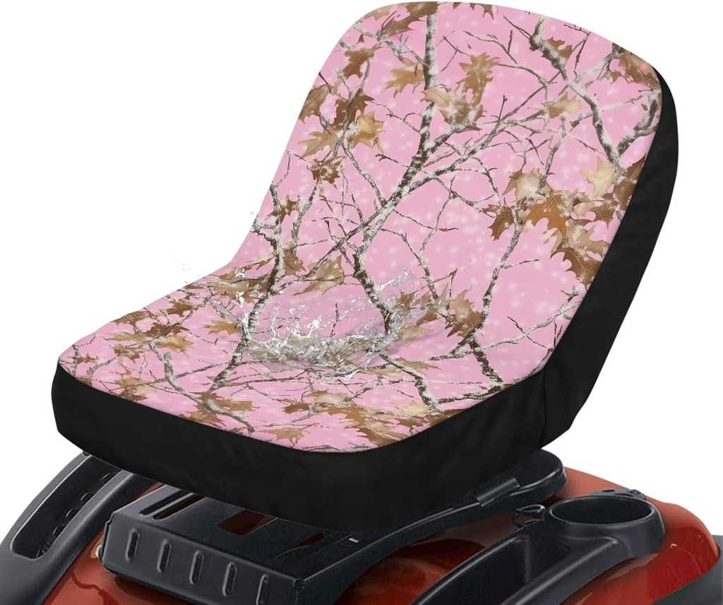 Boatee Tractor Seat Cover Waterproof Riding Lawn Mower Seat Cover with Storage Bag Pink Camo Forest Seat Replacement Parts Heat Resistance Tractor Outdoor Seat Cover for Riding Lawn Mower