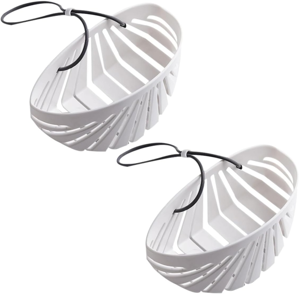 2pcs Plastic Sink Hanging Draining Basket Kitchen Soap Liquid Organizer Open Design for Fast Water Drainage for Sponges Brushes and Towels White Plastic