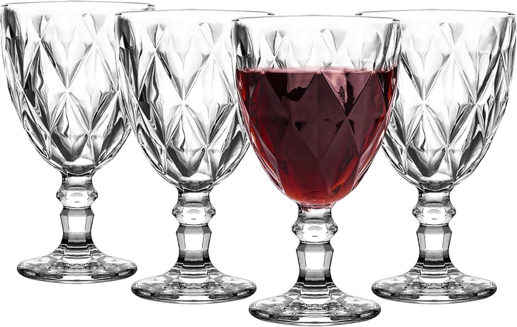 Wine Goblet Set of 4 - Stemmed Water Goblets 11.5 oz - Glass Cup Set - Clear Beverage Wine Glasses