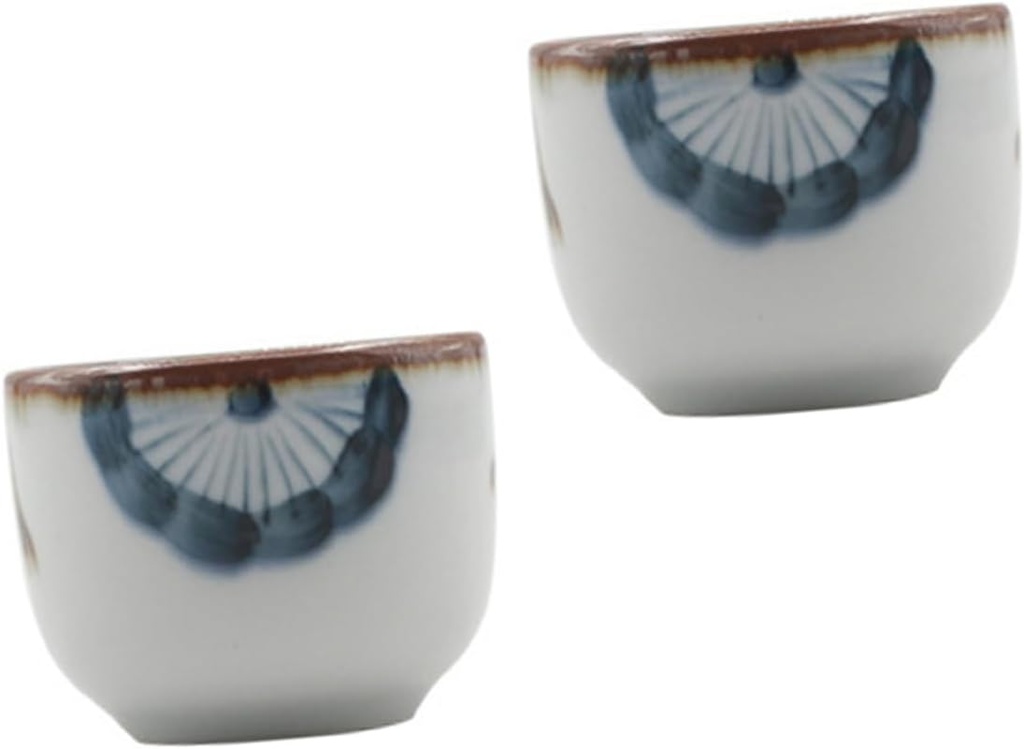 2pcs Japanese Style Hand Painted Flower Tea Cup Sake Cup Glazed Ceramic Traditional Decorations