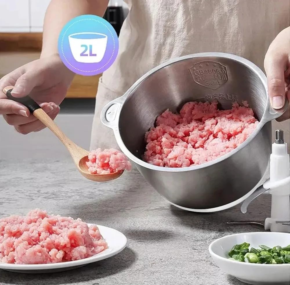 2L Stainless Steel Bowl,2 Speeds Electric Meat Grinder Food Processor Chopper Kitchen Utensils Vegetable and Fruit Chopper Household meat grinders