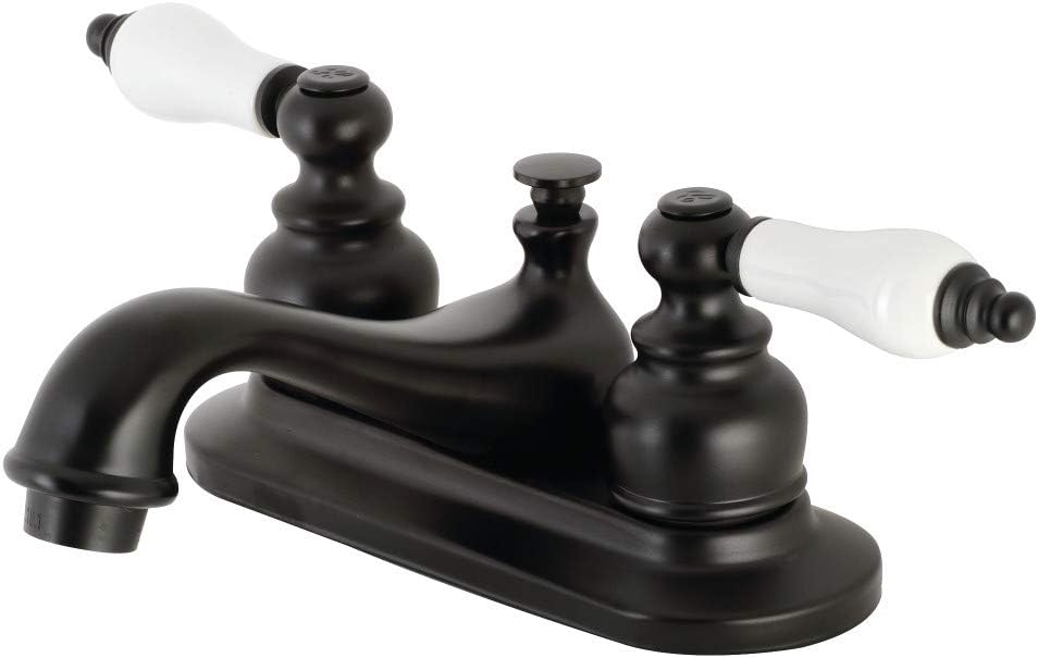 Kingston Brass KB600PL Restoration 4" Centerset Bathroom Faucet, Matte Black, 6.88 x 4.5 x 2.88