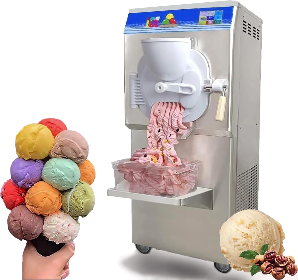 Commercial Floor Standing Gelato Italian Water Ice Cream Machine Frozen Dessert Maker- Stronger Plastic Door, 14L cylinder 9-11 Gal/Hour for Bakery Café Restaurant Snack bar