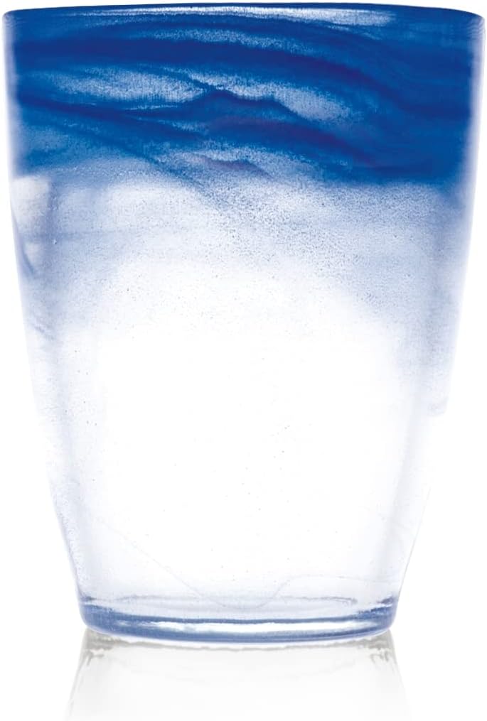 H&H Alabastro Set of 6 Glasses, Glass, 350 ml, Cobalt Blue, 9 x 9 x 11 cm, 6 Units