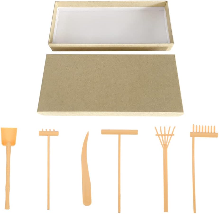 STOBOK Meditation Tools 1 Set Zen Garden Rake Kit Mini Meditation Rock Sand Garden Tools DIY Bending Teeth Rake Four Teeth Sand Sets for Adults Relaxation Toys （ Yellow ） Mini