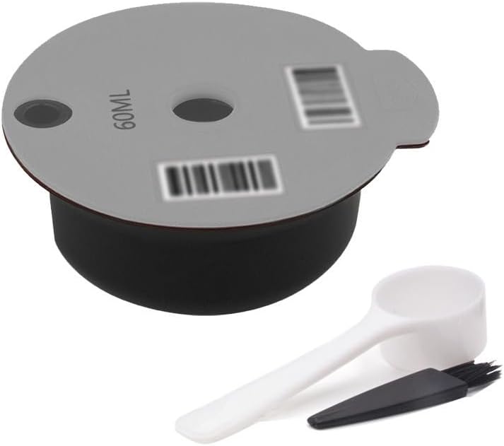 for Bosch Tassimo silicone Coffee Filter,Tassimo Reusable Coffee Capsules Refillable Coffee Filter Pods with 1 Spoon and 1 Brush for Bosch Tassimo Series Coffee Machine (60ml Gray)
