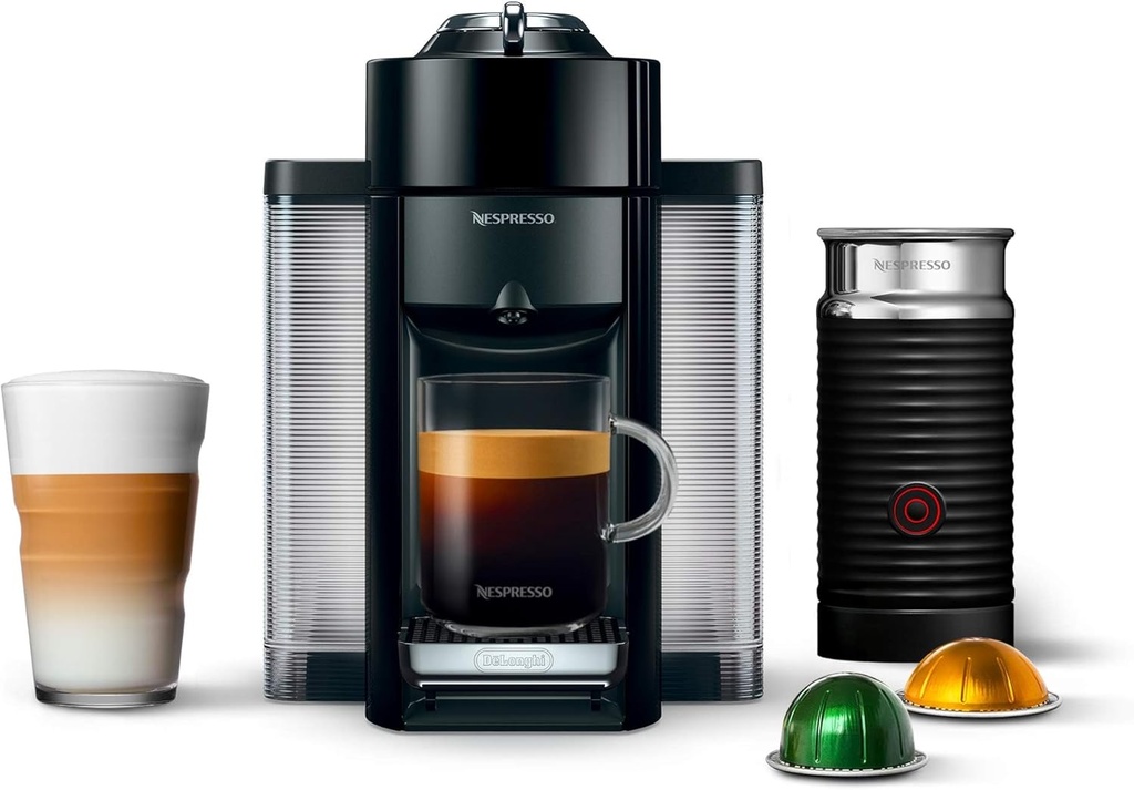 Nespresso Vertuo Coffee and Espresso Maker by De'Longhi, Piano Black with Aeroccino Milk Frother