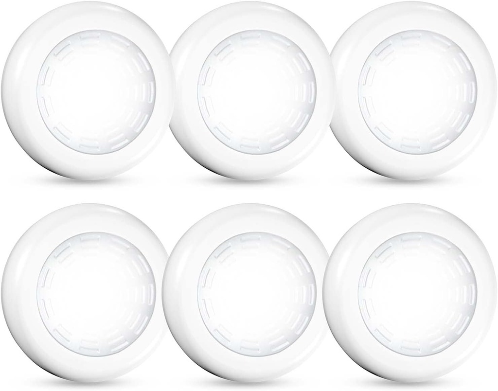 Tap Light 6 Pack Portable LED Puck Touch Night Lights - Battery Operated Under Cabinet Lighting for Kitchen, Closet, Classroom, Indoor & Outdoor
