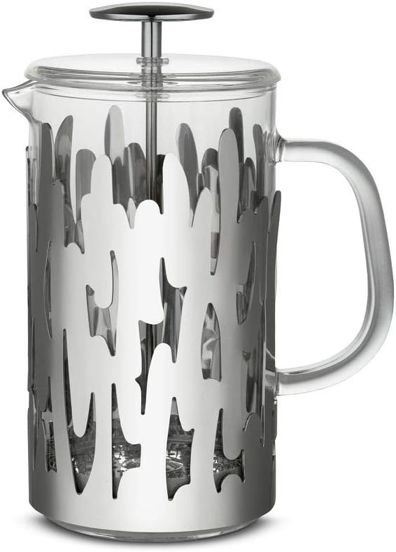 Alessi BM12/8 Barkoffee Press Filter Coffee Maker or Infuser in 18/10 Stainless Steel and Glass, 8 Cups