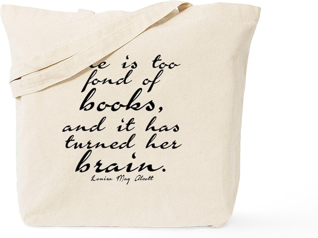 CafePress Too Fond Of Books Tote Bag Natural Canvas Tote Bag, Reusable Shopping Bag