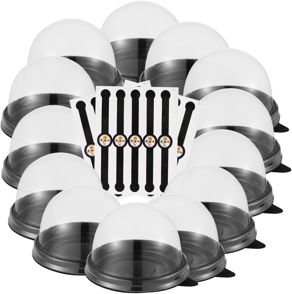 PRETYZOOM 50Sets Mousse Boxes Transparent Dessert Containers for Mousse Cake Baking Accessories for Crepe Cakes Cheese Cakes More Capacity