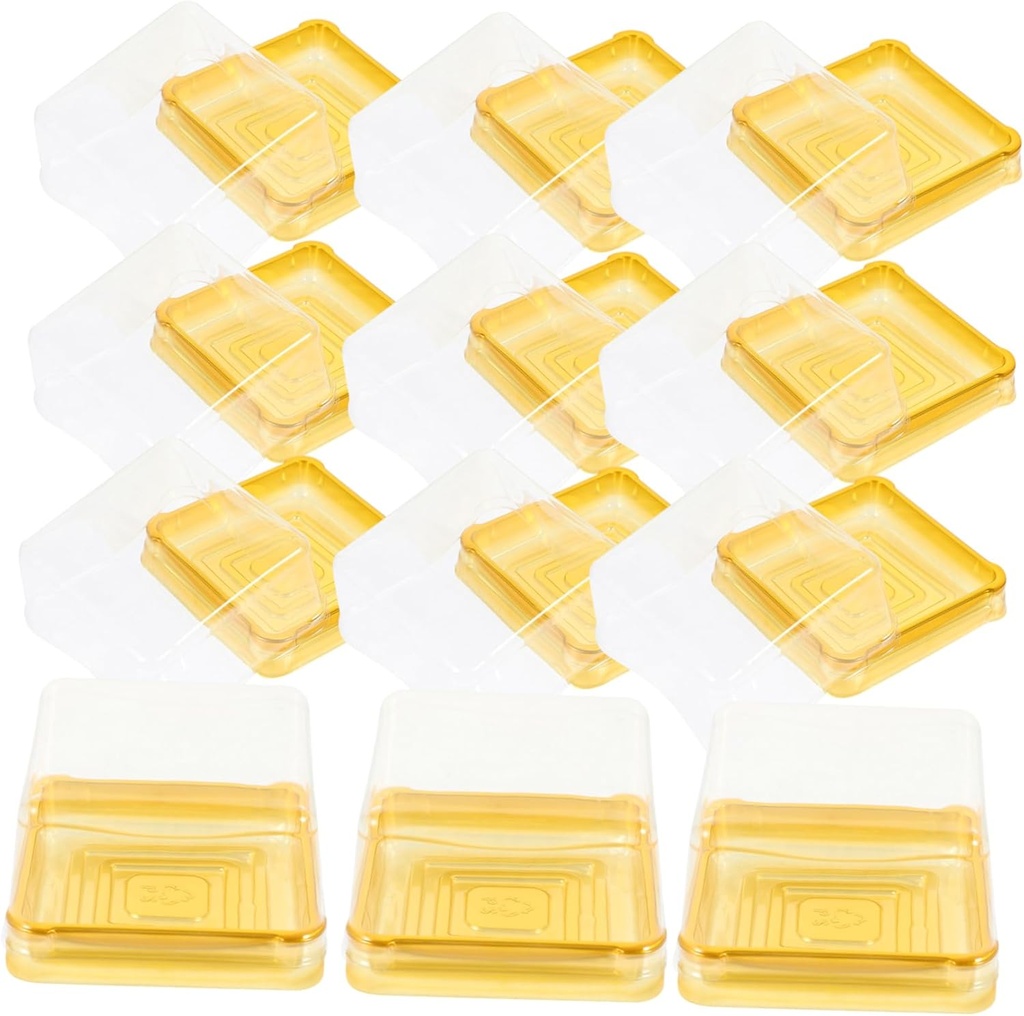 50Pcs Transparent Moon Cake Boxes Compact Dessert Containers for Cakes Cupcakes Pastries Egg Yolk Puff Baking Packaging with Tight Seal Surface