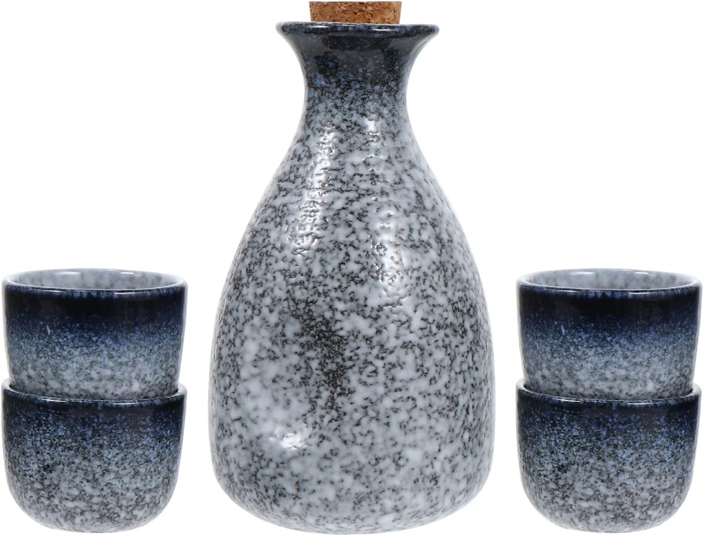1set Japanese Sake Cups and Pot Elegant Household Drinkware for Sake and Wine Pot Cups Retro Design Low Water Absorption