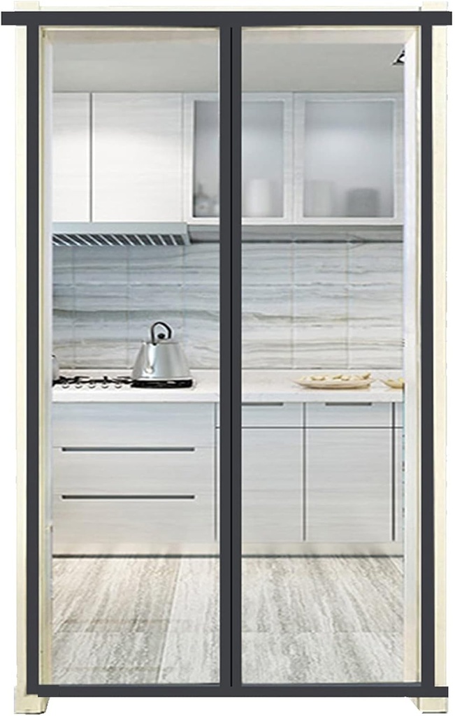 ALOBY Transparent Insulated Door Curtain- Magnetic Thermal Door Cover- Hands Free Keep Temperature Heavy Duty PVC Patio Door for AC Room/Kitchen/Bedroom, 35 Sizes