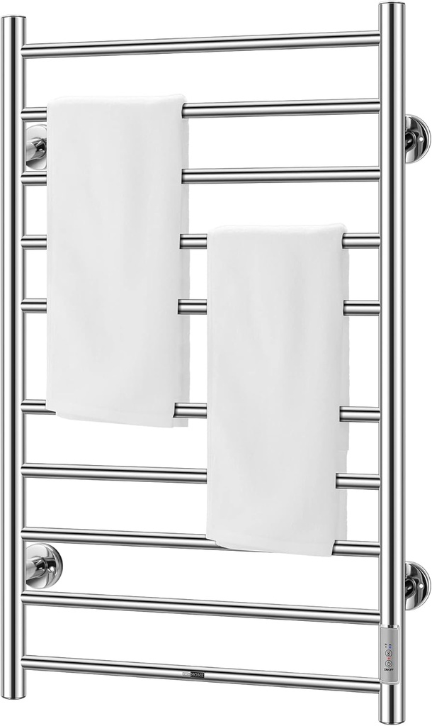 VIVOHOME Electric Heated Towel Rack for Bathroom, Wall Mounted Towel Warmer, 10 Stainless Steel Bars Drying Rack