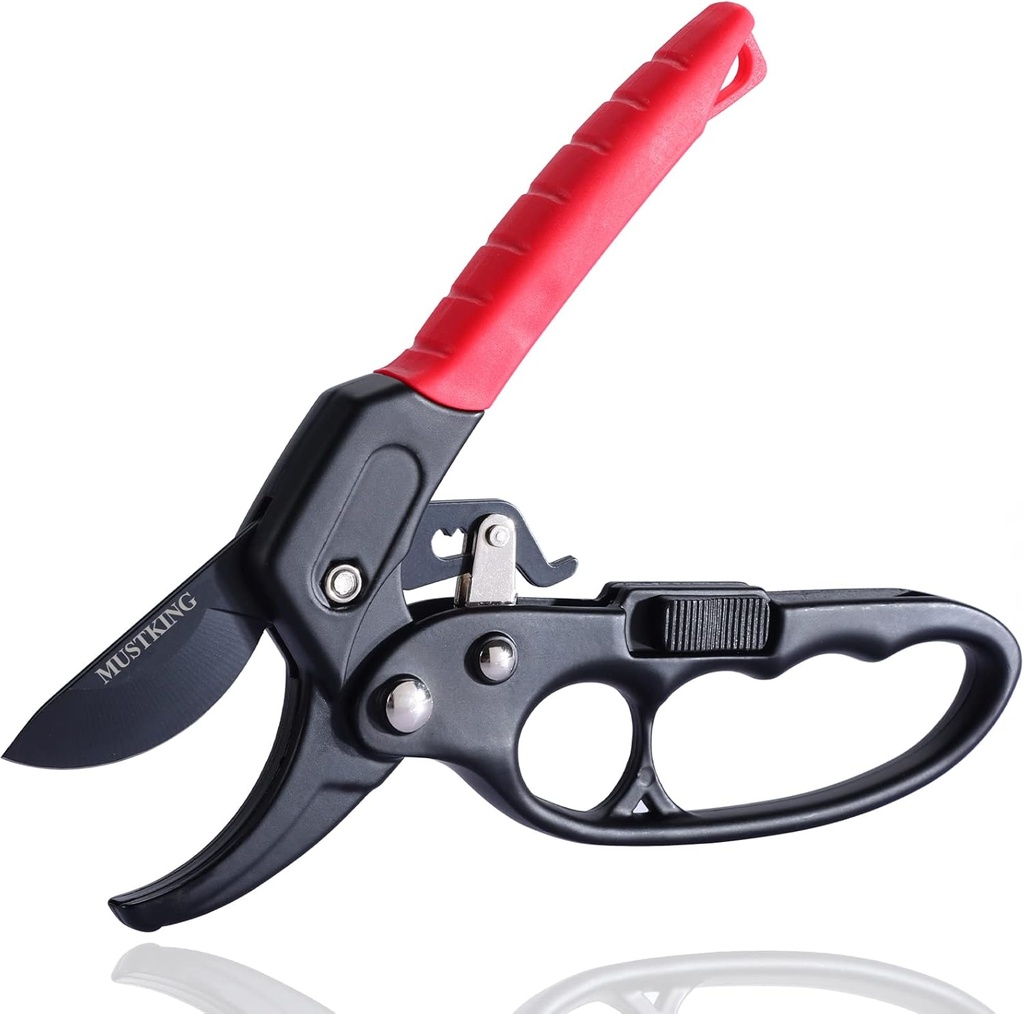 Garden clippers, premium Germany pruners, Work 3 times easier, professional ratchet pruning shears, cutting rose, flower, hedge, stem, tree, Sharp gardening scissors, Arthritis weak hand snips