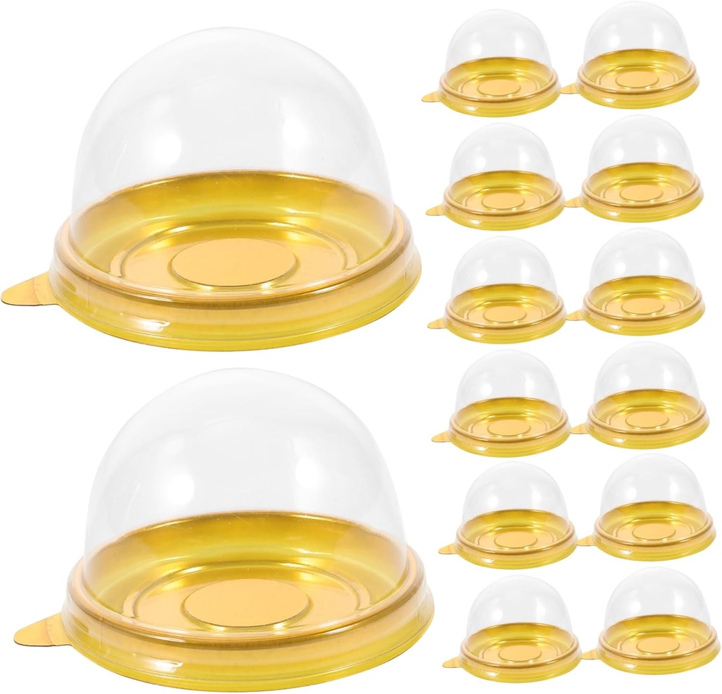 100pcs Round Plastic Egg-yolk Puff Containers Cupcake Baking Boxes Pet Material