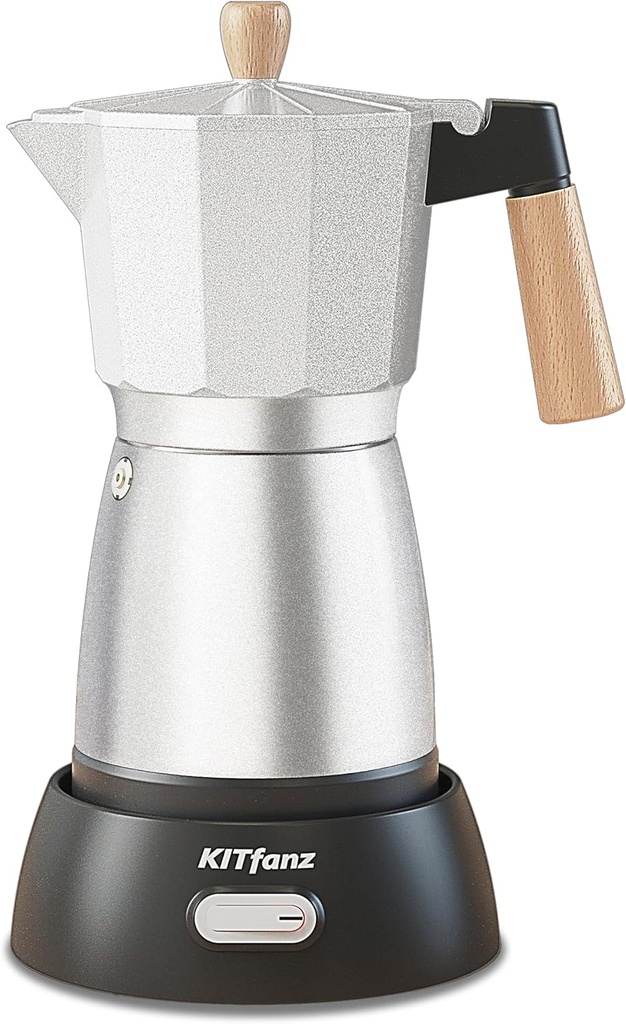 Electric Espresso Coffee Maker, Italian Coffee Pot, Electric Moka Pot, Cuban Coffee Maker, Portable Cafeteras Electricas Espresso Makers with Detachable Base 3 or 6 Cup (Silver)