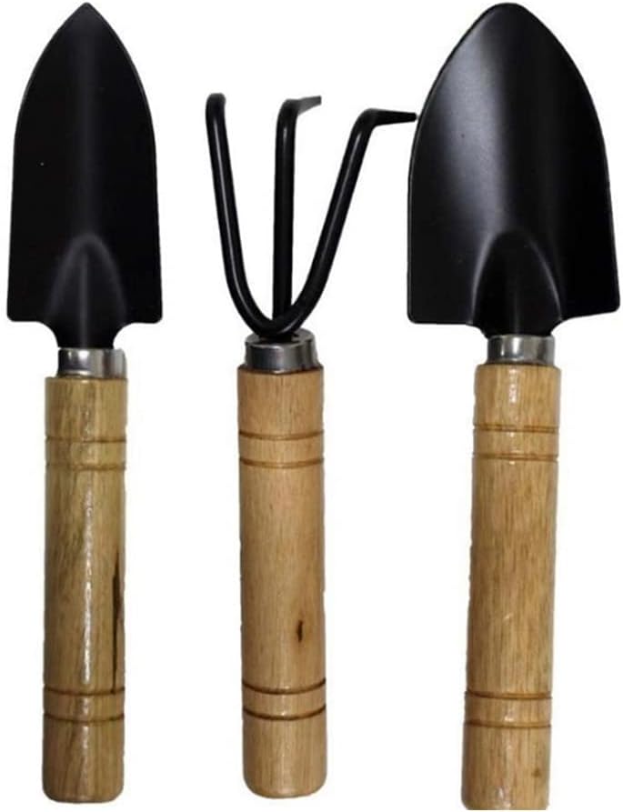 AKOAK 1 Set Garden Tools Set of 3 Mini Garden Tools - Small Spade/Rake/Spatula - for Growing Potted Succulent Plants for Transplanting and Digging