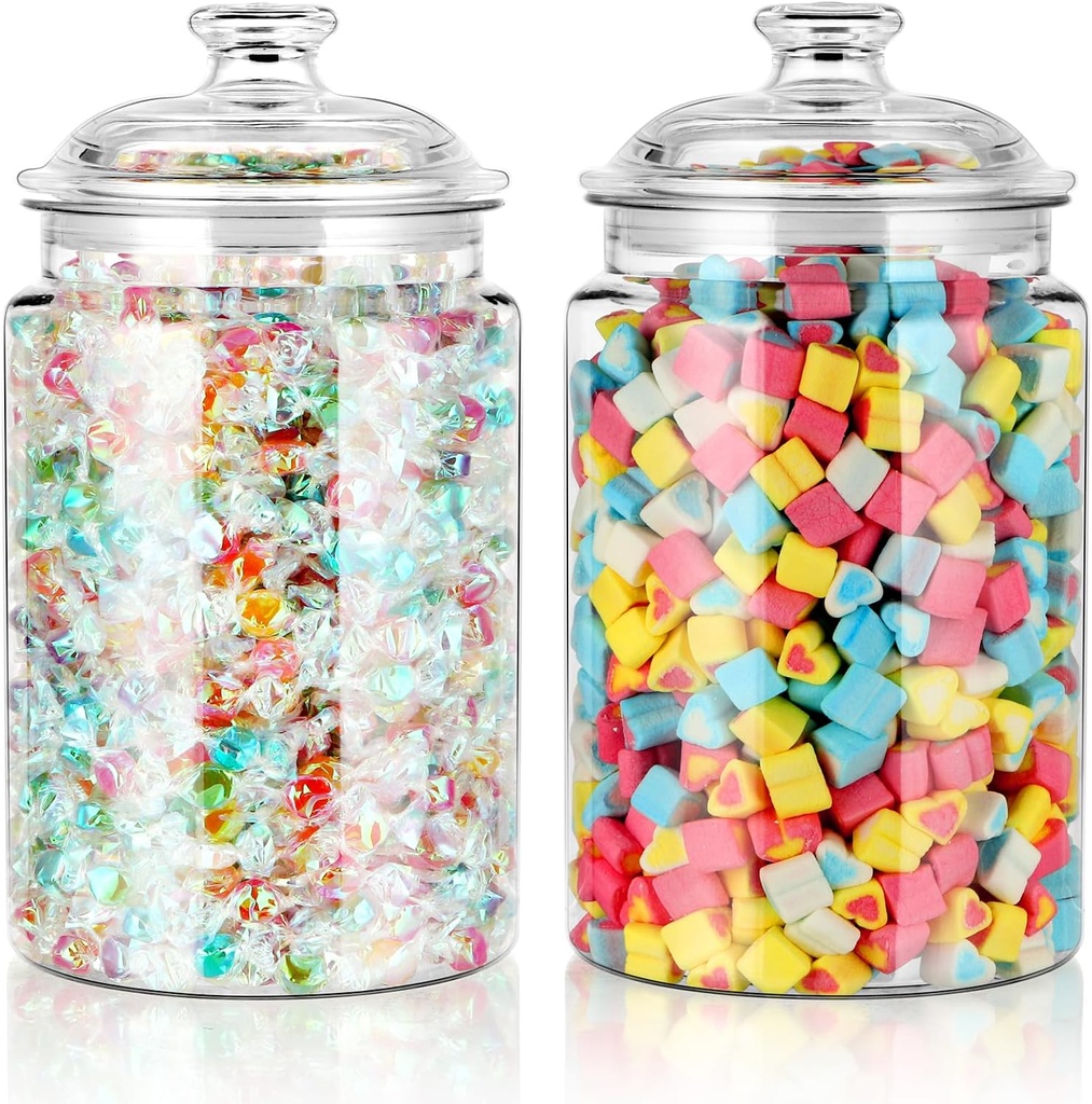 MOLIGOU Plastic Apothecary Jars with Airtight Lid, 120 oz Candy Jars for Candy Buffet, Kitchen Storage Jars, Set of 2