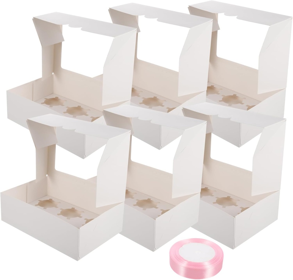 ABOOFAN 1set Tart Boxes Window Insert Bakery Muffin Cake Holders Food-safe Cupcake Carrier and Treats for Family Catering and Events