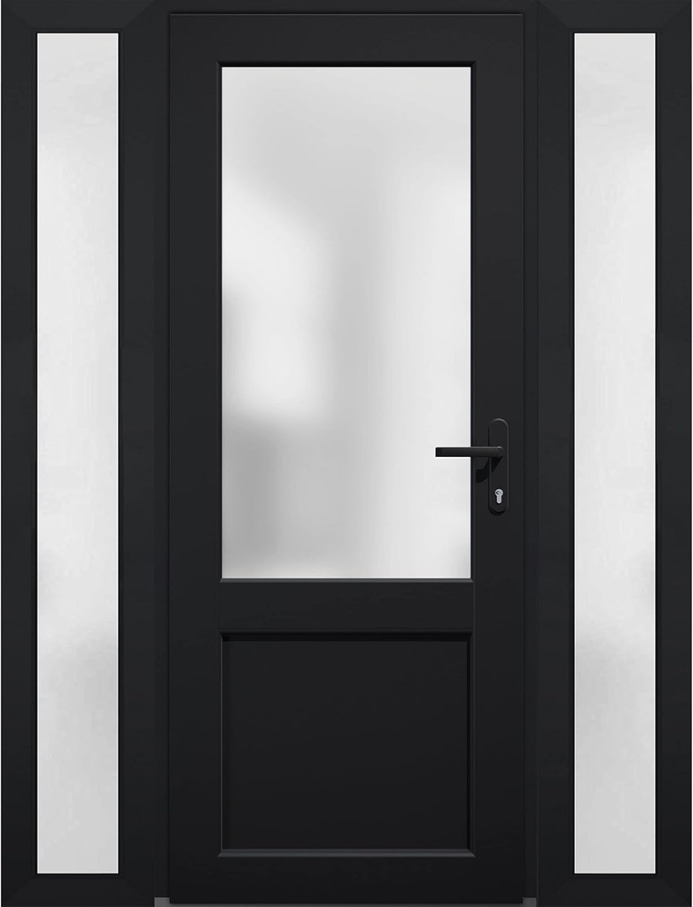 VDOMDOORS Manux 8422 | Matte Black | Exterior Steel Single Front Door | Left-Hand inswing | Size: 60" x 80" | Prehung