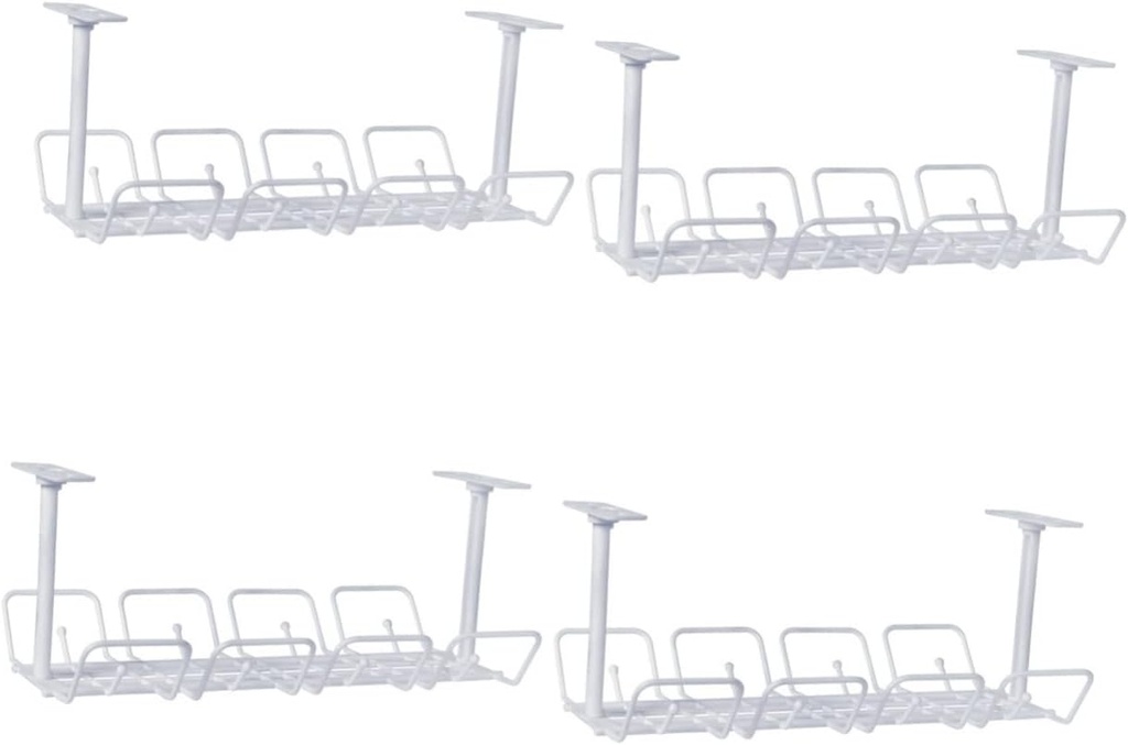 4sets Desk Cable Management Rack Sturdy Organizer for Cables and Power Strips Space-saving Hanging Basket Design for Home and Kitchen Use Easy to Install