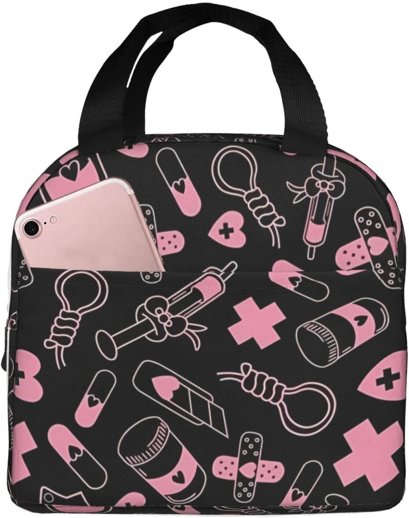 Nurse Lunch Box for Women Men Adults, Reusable Nurse Tote Bag Portable Insulated Lunch Bag for Work Picnic Camping