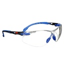 3M Safety Glasses, Solus 1000 Series, ANSI Z87, Scotchgard Anti-Fog, Clear Lens, Low Profile, Blue/Black Frame